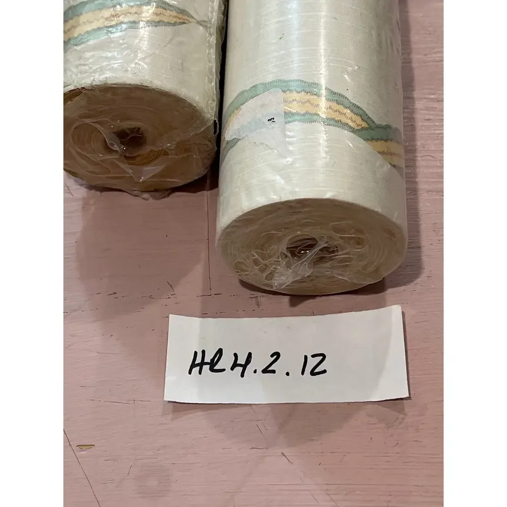 Vintage Wallpaper Wavy Bows Stripe Green Yellow 2 Rolls Stonebridge Cottage